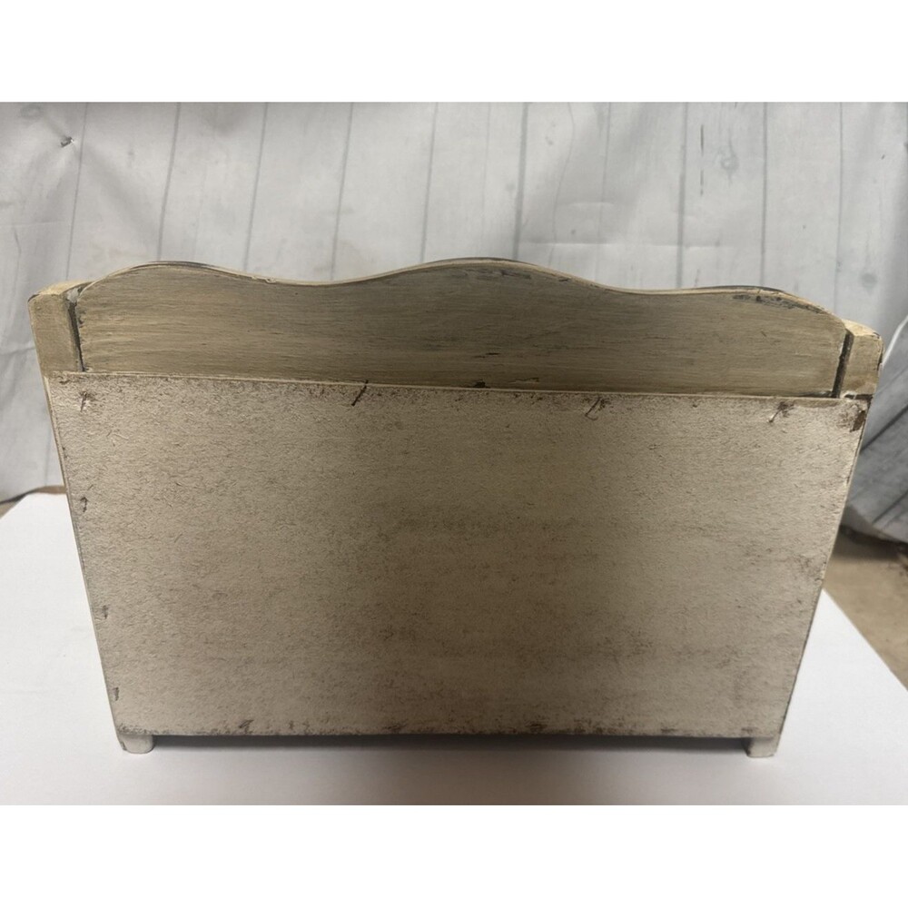 Vtg Wood Bread Box Stencil Design Glass Face Farmhouse Breadbox Cottagecore - Picture 7 of 10